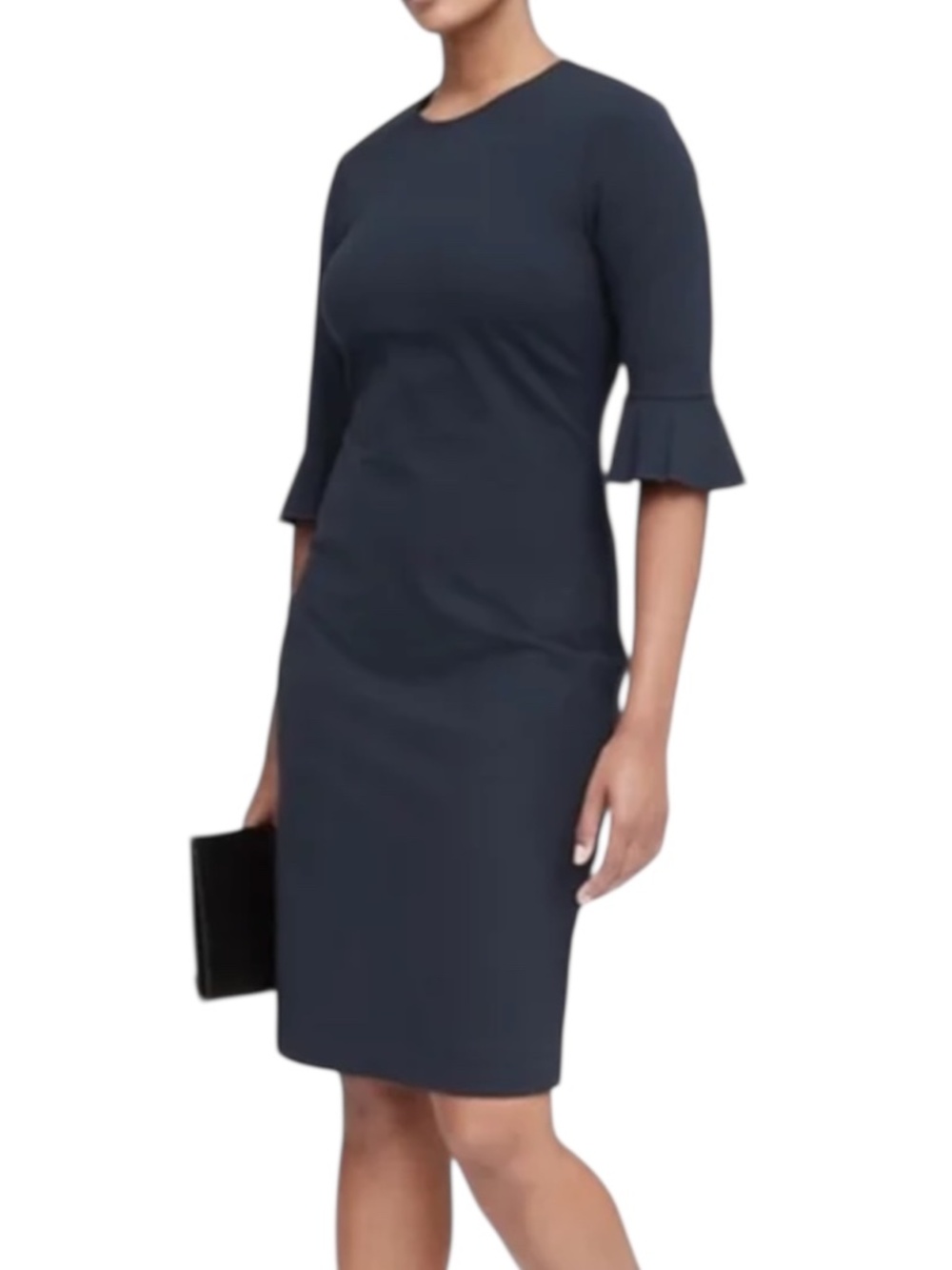 Banana Republic Ponte Knit Flutter Sleeve Sheath Dress - Navy Blue Size 6